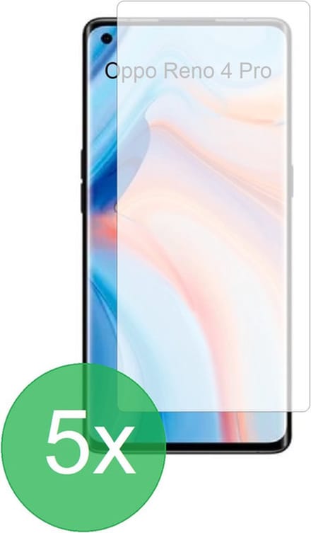 Screenprotector 5x Geschikt voor Oppo Reno4 Pro - screen protector - glas - bescherm - beschermglas - ZT Accessoires