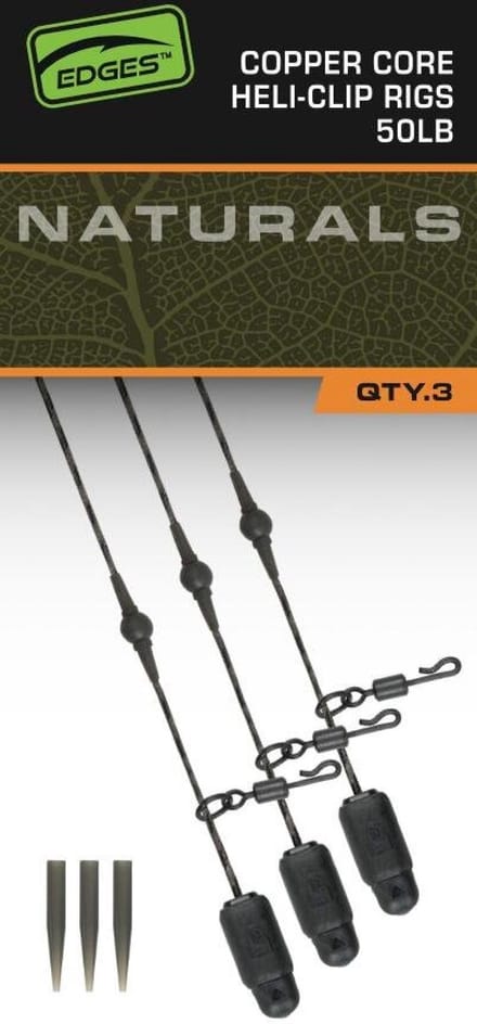 Naturals Heli-Clip Rigs 50LB Copper Core Fox