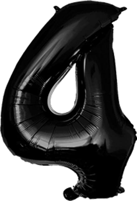 Cijfer ballon | Folieballon | Afmeting: 40cm | Kleur: Zwart | Cijfer: 4