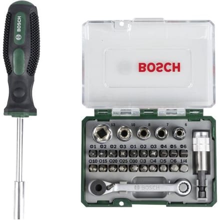 Bosch X-line bitset- en ratelset 27 delig + handschroevendraaier