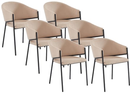 Vente-unique Set van 6 stoelen met armleuningen van stof en metaal - Beige - ORDIDA