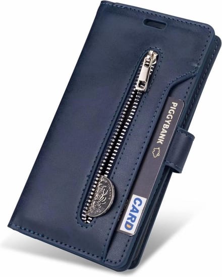 Hoesje geschikt voor iPhone 12 Pro Max - Bookcase - Koord - Pasjeshouder - Portemonnee - Rits - Kunstleer - Blauw