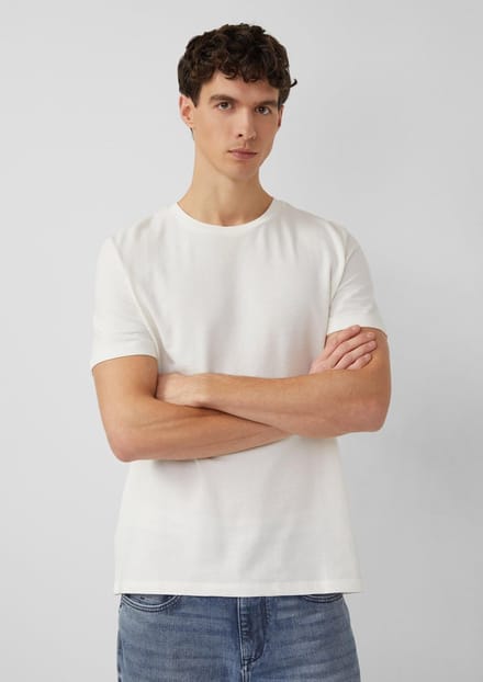 s.Oliver - male - Gestructureerd T-shirt van katoenmix