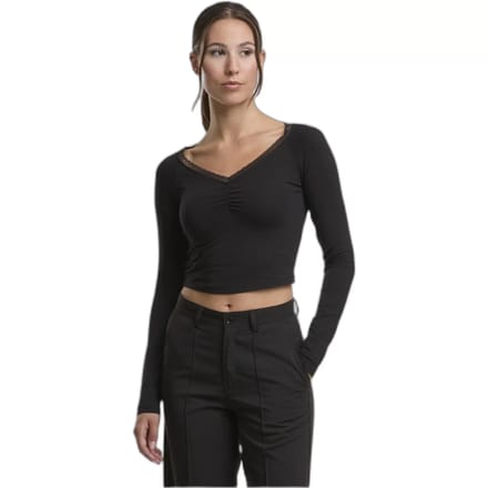 Urban Classics - Short longsleeve lace Longsleeve top - 3XL - Zwart
