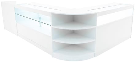 Europa led-winkeltoonbankset - wit - 150 & 60 cm modules - mdf & glas