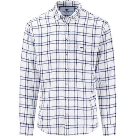Fynch-Hatton Overhemd Linnen Classic Duo Check Button-Down Wit / male