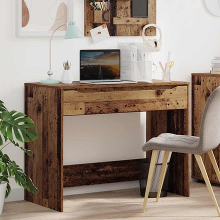 vidaXL - Bureau - met - lade - Oudhout - 100 - x - 50 - x - 78 - cm - Geconstrueerd - hout