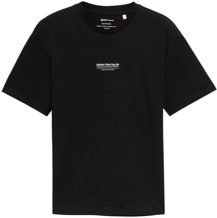 Tom Tailor Denim - T-shirt met relaxte pasvorm van katoen - Maat M - Black