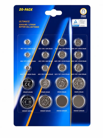 20-Delige Knoopcel Batterij Set – AG & CR Batterijen Assortiment
