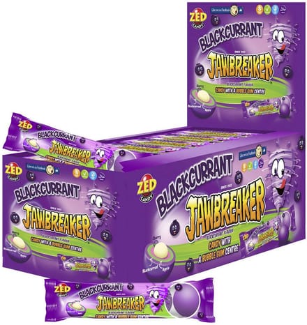 Jawbreaker - Blackcurrent Zure Fruitige Zwarte Bes - 1x 40 stuks