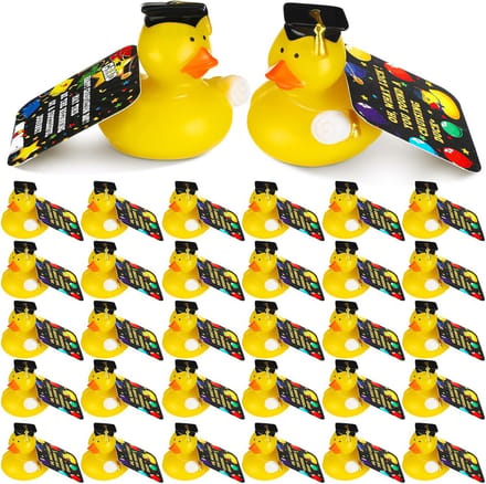 30x Afstudeer Eendjes met Feestkaarten - Mini Bad & Zwembad Speelgoed Cadeautjes