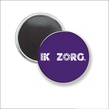 Button Met Magneet 58 MM - Ik Zorg - Donker Paars - NIET VOOR KLEDING