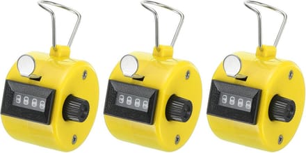 Klikker Teller - Handteller Mechanisch - Data Tellen - Batterijvrij Mechanisch - 3 Stuks - Geel