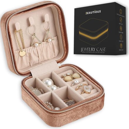 Beautious® Luxe Sieradendoos – Sieradenhouder – Juwelendoos – Compact - Ring/Oorbellen/ Ketting/Horloge - Bruin