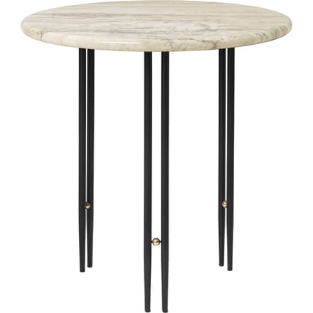 Gubi IOI CoffeeTable Ø50 cm - Travertine rippled  - zwart