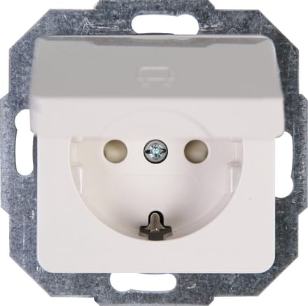 KOPP Milano wandcontactdoos met afdekklep | met randaarde | inbouw | wit