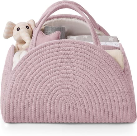 Luiertas - Luiermand - Geweven luierdoos - Opbergmand - Opbergdoos - roze