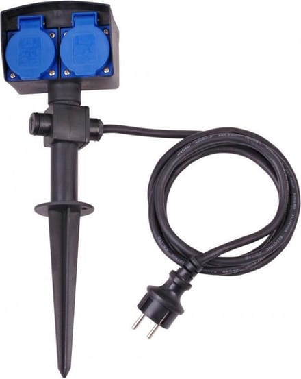 Kopp 2-voudige Outdoor Stekkerdoos met Spies Zwart