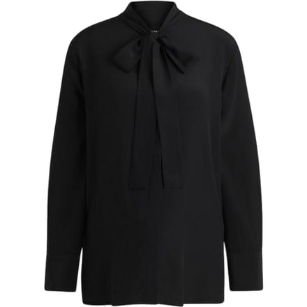 Boss Damesblouse met lange mouwen en strik in de hals (Zwart)