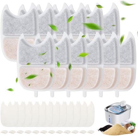Vervangingsfilter 12 Stuks - Actieve Kool - Hars - Sponzen - Voor Kattenfontein - 4 L - Kattenfilter