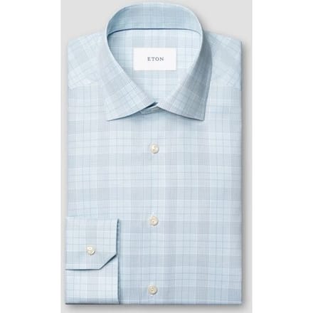 Eton Overhemd Multi Check Organic Cotton Twill Licht Blauw / male