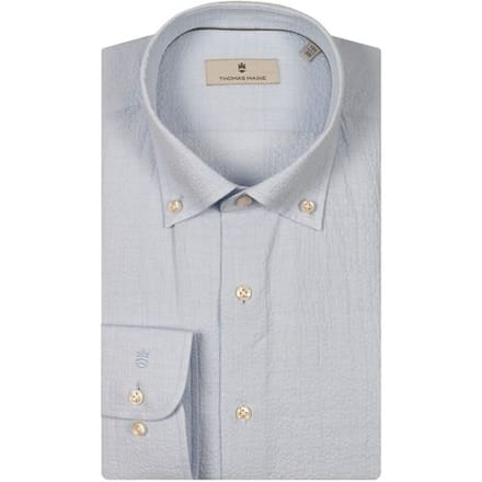Thomas Maine Overhemd Torino Button-Down Seersucker Licht Blauw / male