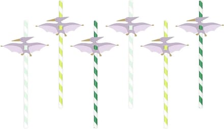 Partydeco - Papieren rietjes Pterodactyl - 19.5 cm - 6 stuks