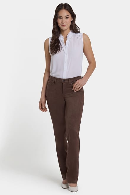 Marilyn Rechte Broek in Stretch Nepleer | Koffieboon