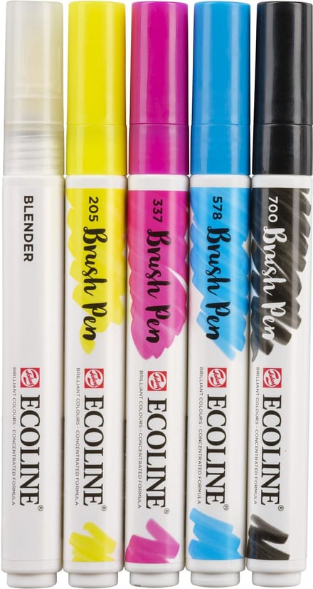 Brushpen talens ecoline set 5 stuks primair | 3 stuks