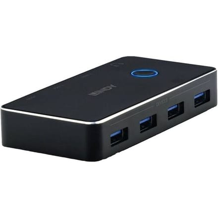 LINDY 43387 4 + 2 poorten USB 3.2 Gen 1-schakelaar (USB 3.0) Zwart