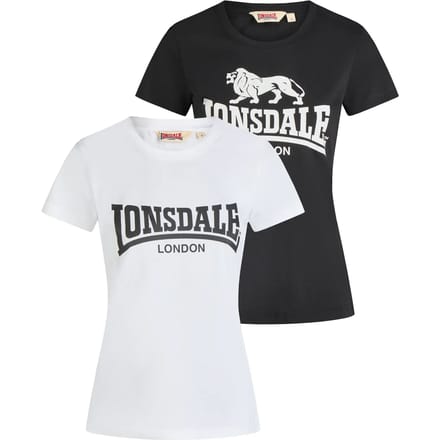 Lonsdale London Combe Double Pack Dames T-shirt - zwart - L