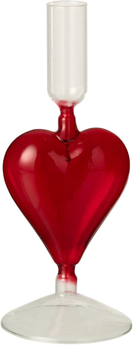 J-Line kaarshouder Hart - glas - transparant/rood