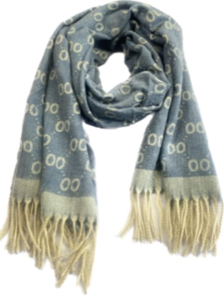 Wintersjaal met print en franje in 7 kleuren