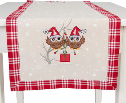 Clayre & Eef Tafelloper uiltjes - Kerst - 40 x 120 cm