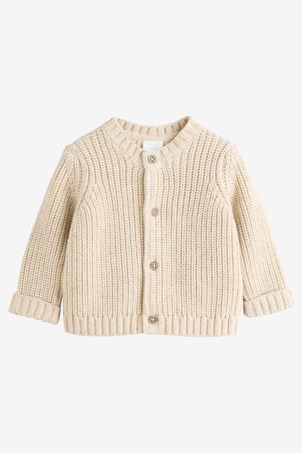 Next - Pasgeboren unisex - Grofgebreid babyvestje met borduursel - Crème