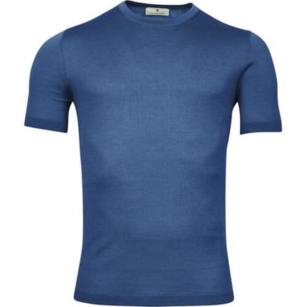 Thomas Maine Trui Pullover Short Sleeve Merino Single Knit Crew Neck Midden Blauw / male