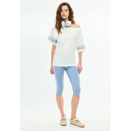 Stradivarius Capri-legging met zijstrepen  Hemelsblauw S