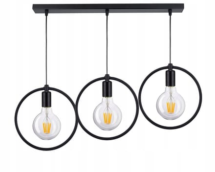 Hanglamp Zwis Edison Loft Zwart 3xE27 - Verstelbare Hoogte