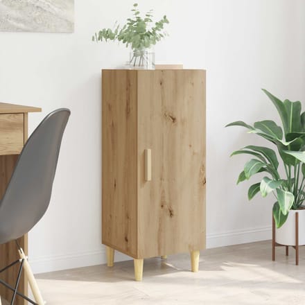 vidaXL - Dressoir - Artisan - Eiken - 34,5 - x - 34 - x - 90 - cm - Bewerkt - hout