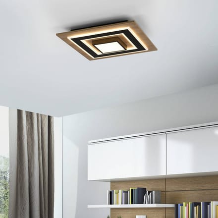 JUST LIGHT. GmbH JUST LIGHT. Plafondlamp Tola, hoekig, 2-lamps, hout, 3000 K
