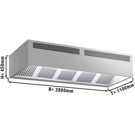 GGM Gastro Induktions-Kastenhaube - 2800mm - ohne Motor - mit Filter