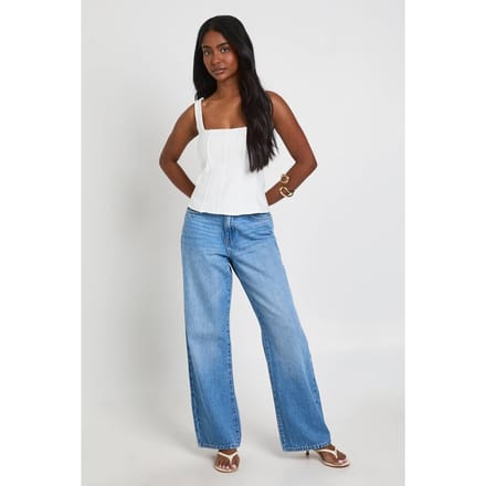 boohoo Dames Corset Top Met Vierkante Hals En Bandage Structuur | Wit | Maat: 36