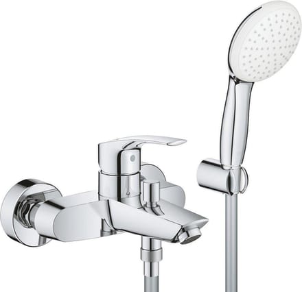 Grohe Eurosmart Badmengkraan - eengreeps - met doucheset - met omstel - chroom