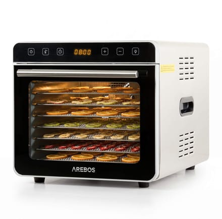 AREBOS Voedseldroger RVS 700W 19L 8 Roosters LED Touch Fruit Groenten Drogen