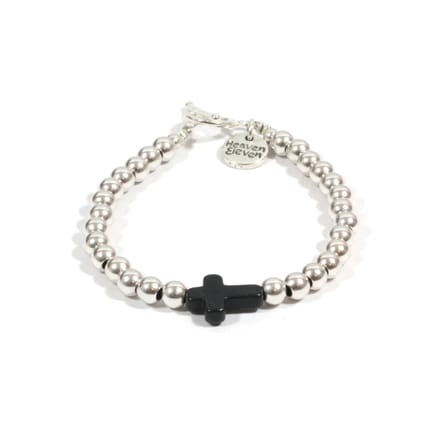 Heaven Eleven - dames - Armband - zilver - plating - zwart - kruis
