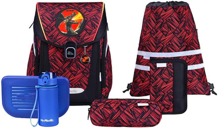 McNeill schooltas Primo Schoolbag Set 9-delig Zack donkerrood