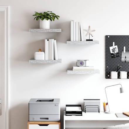vidaXL - Wandschappen - 4 - st - zwevend - 40x23,5x3,8 - cm - MDF - betongrijs