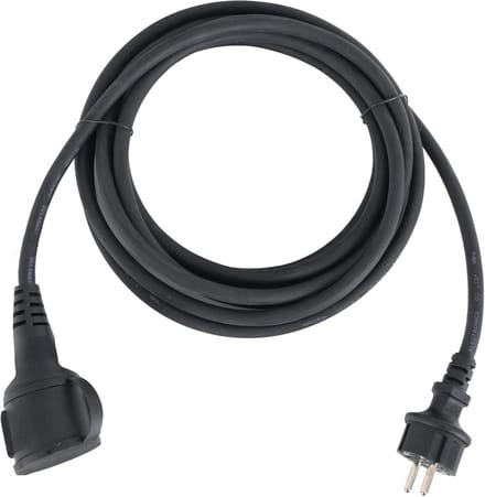 Verlengsnoer 2,5m - IP44 Buiten - Rubber - Kinderslot - Zwart