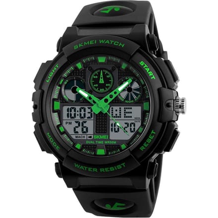 SKMEI 1270 Quartz numérique électronique hommes montre mode double temps bracelet vert