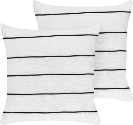 MILAS - Sierkussen set 2 - Gebroken wit/Zwart - 50 x 50 cm - Linnen